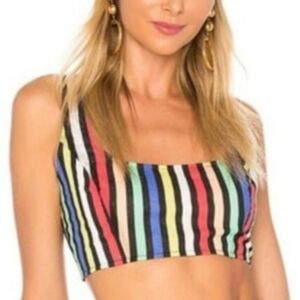 HOUSE OF HARLOW Yvonne Colorful Striped Lined Cotton Crop Top